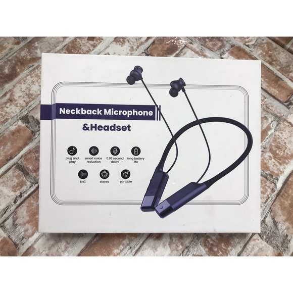 NECKBACK MICROPHONE & HEADSET Bluetooth Smart Noise Reduction Portable Black - Picture 1 of 5